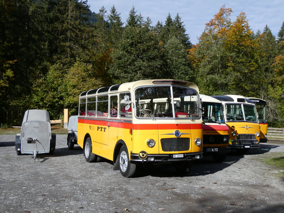 (268'037) - Schmid, Thrishaus - Nr. 9/BE 26'105 - Saurer/R&J (ex Geiger, Adelboden Nr. 9) am 12. Oktober 2024 in Kiental Loosplattenalp