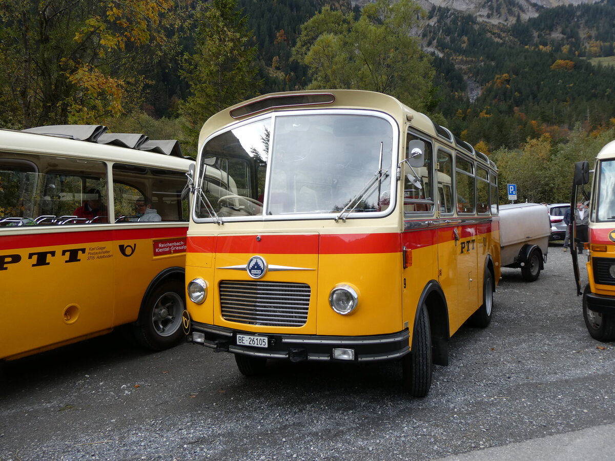 (268'055) - Schmid, Th�rishaus - Nr. 9/BE 26'105 - Saurer/R&J (ex Geiger, Adelboden Nr. 9) am 12. Oktober 2024 in Kiental, Tschingelsee