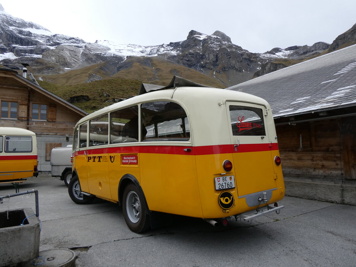 (268'082) - Schmid, Thrishaus - Nr. 3/BE 26'760 - Saurer/Gangloff (ex Geiger, Adelboden Nr. 3) am 12. Oktober 2024 auf dem Bundlger