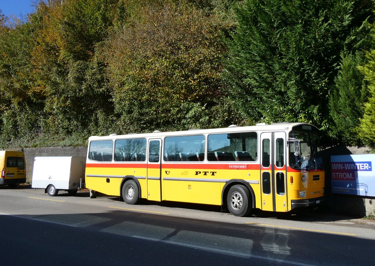 (268'429) - Schmid, Thrishaus - BE 26'206 - Saurer/Tscher (ex P 24'244) am 25. Oktober 2024 in Zwingen, Restaurant Waldeck