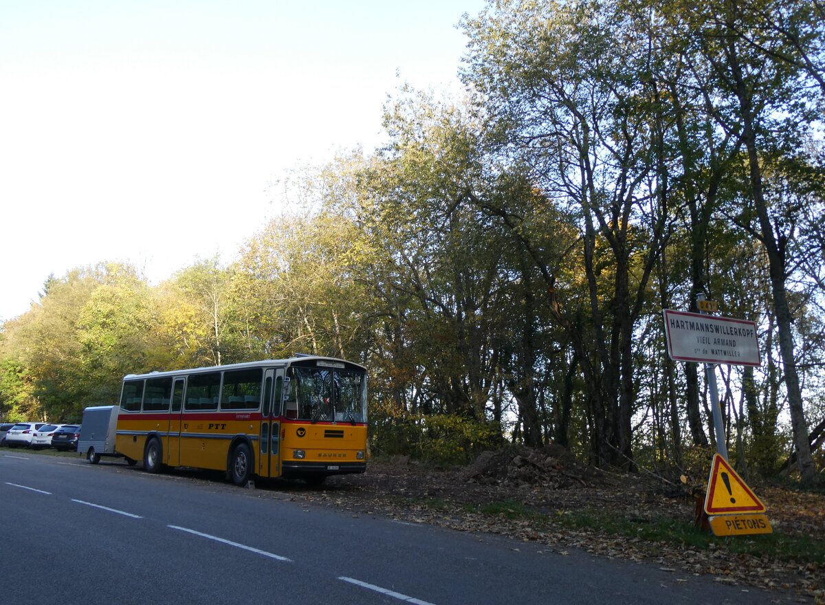 (268'792) - Aus der Schweiz: Schmid, Th�rishaus - BE 26'206 - Saurer/T�scher (ex P 24'244) am 27. Oktober 2024 in Wattwiller, Vieil Armand Hartmannswillerkopf