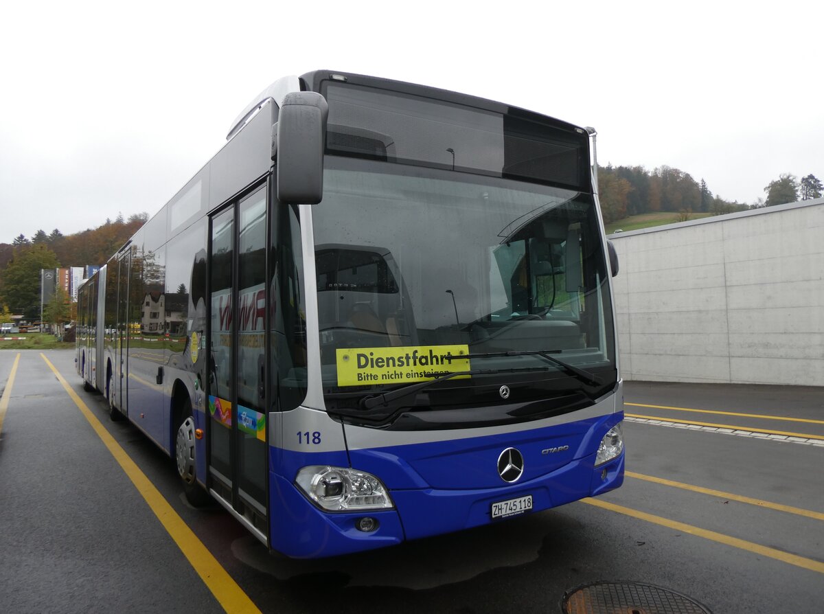 (268'893) - VZO Gr�ningen - Nr. 118/ZH 745'118 - Mercedes am 2. November 2024 in Winterthur, Daimler Buses
