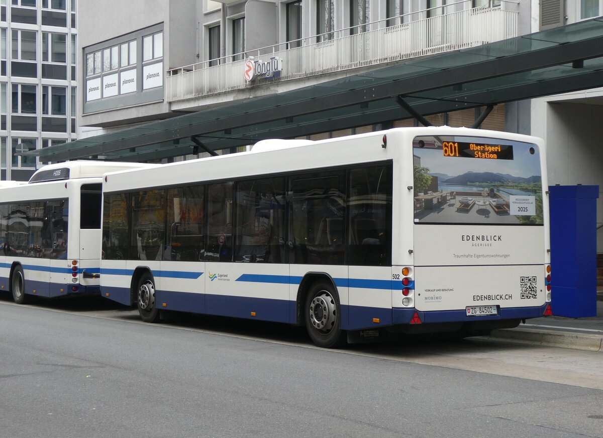 (269'064) - ZVB Zug - Nr. 502/ZG 84'502 - Lanz+Marti/Hess Personenanh�nger am 9. November 2024 beim Bahnhof Zug