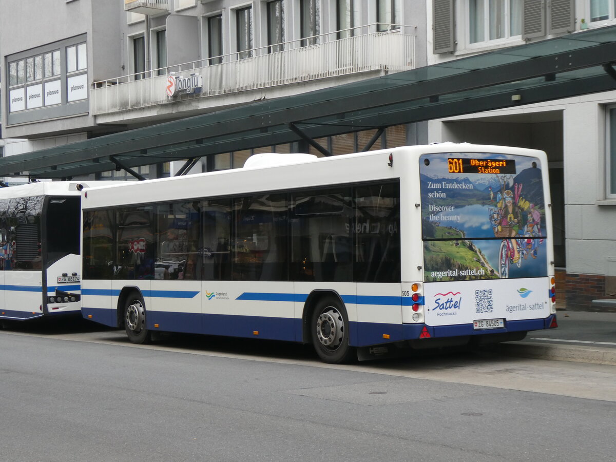 (269'077) - ZVB Zug - Nr. 505/ZG 84'505 - Lanz+Marti/Hess Personenanh�nger am 9. November 2024 beim Bahnhof Zug