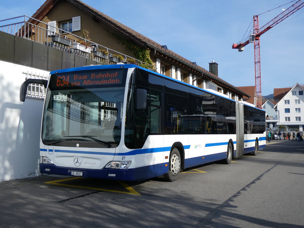 (269'087) - ZVB Zug - Nr. 27/ZG 88'027 - Mercedes am 9. November 2024 in Ober�geri, Station