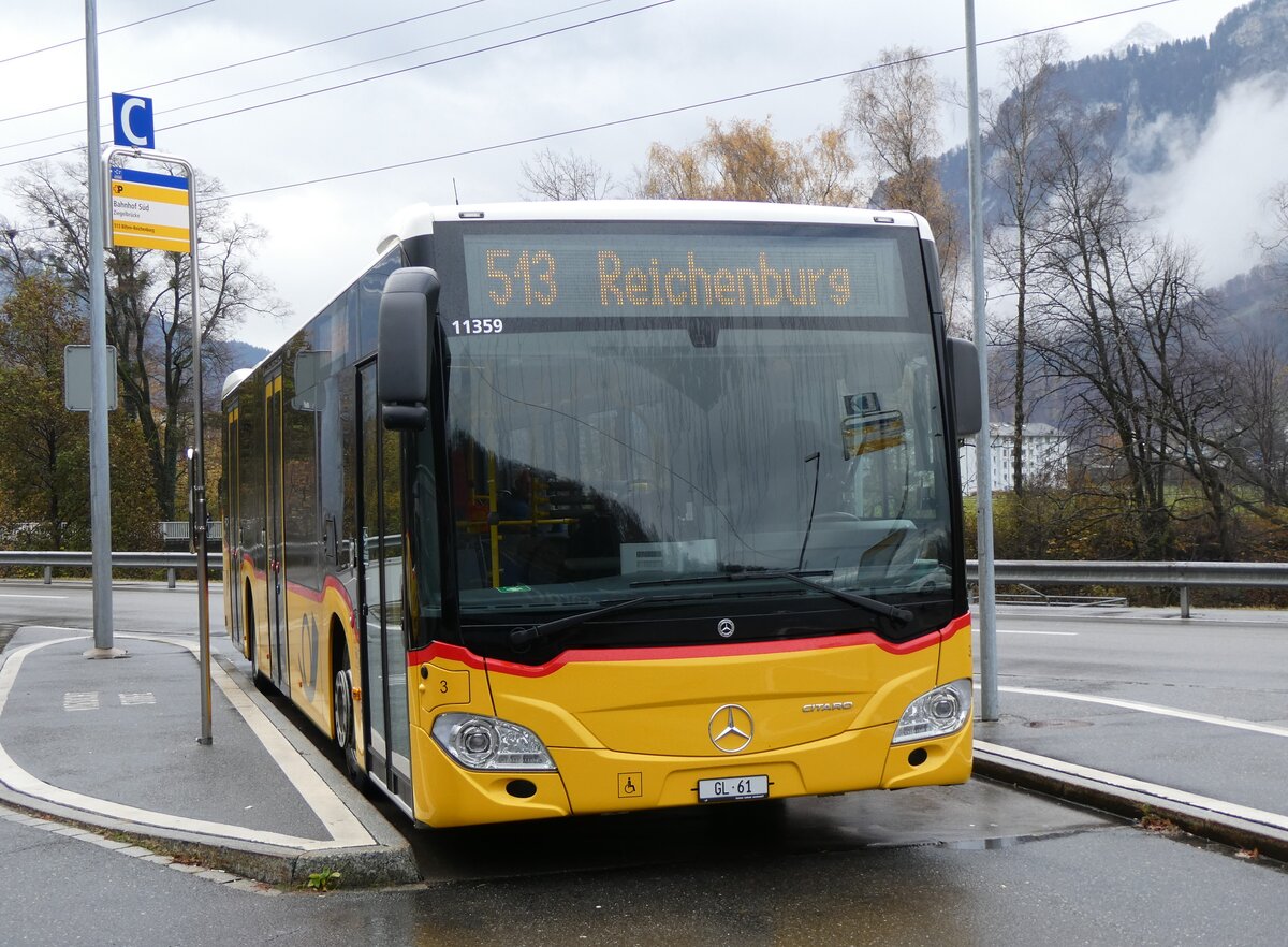 (269'254) - Niederer, Filzbach - Nr. 3/GL 61/PID 11'359 - Mercedes am 19. November 2024 beim Bahnhof Ziegelbr�cke