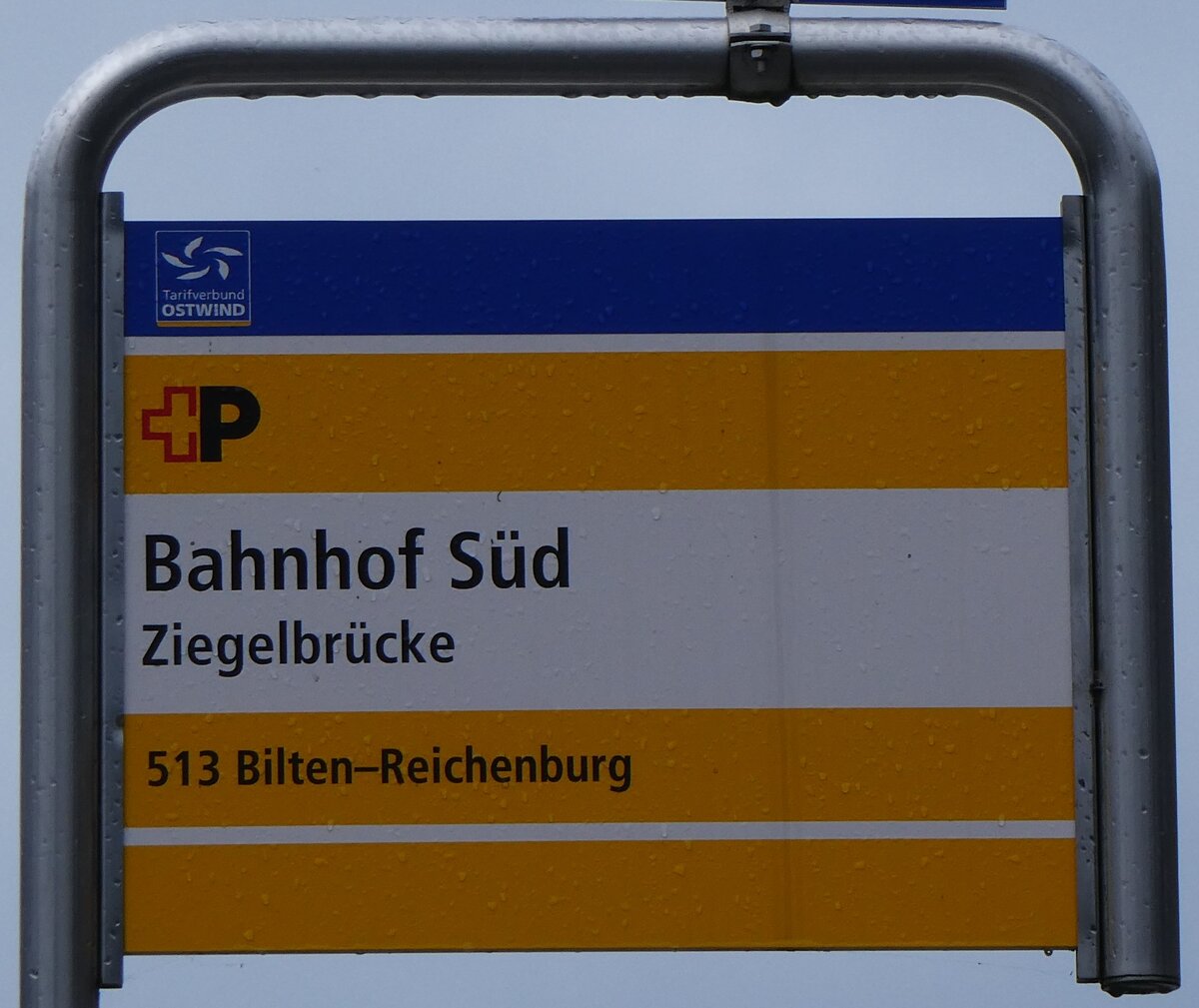 (269'261) - +P-Haltestellenschild - Ziegelbr�cke, Bahnhof S�d - am 19. November 2024