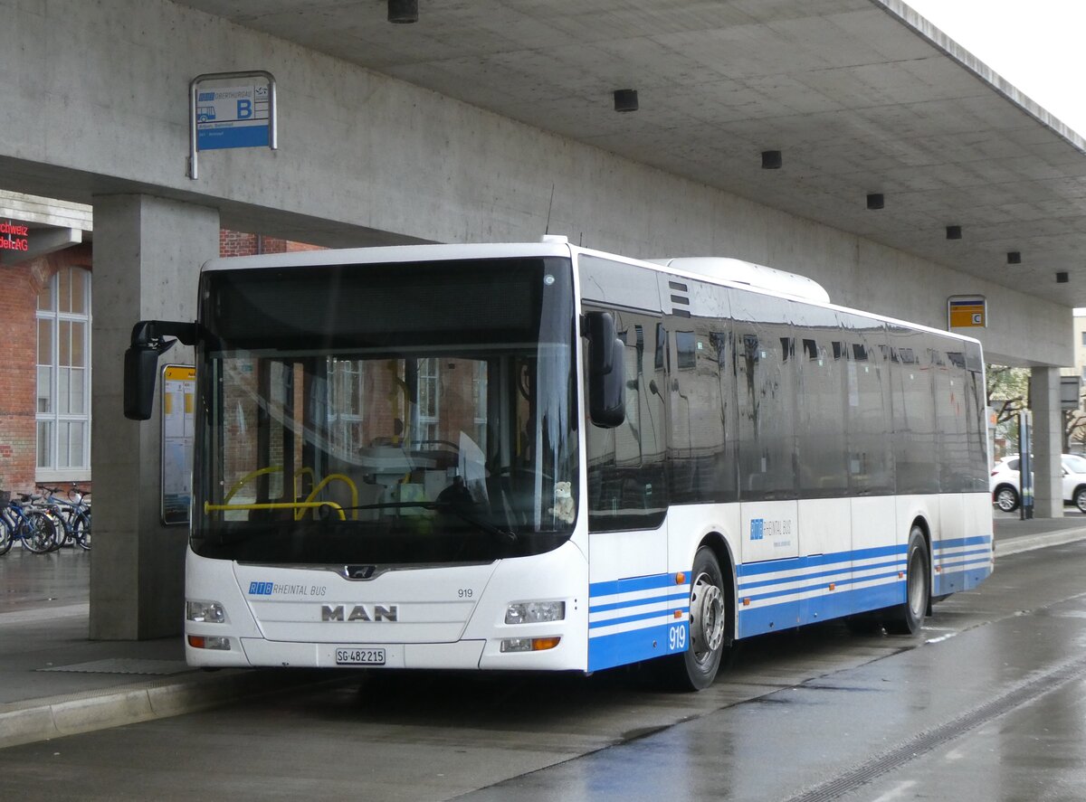 (269'417) - RTB Altst�tten - Nr. 919/SG 482'215 - MAN (ex StadtBUS, Frauenfeld Nr. 919; ex RTB Altst�tten Nr. 919; ex PostBus/A BD 15'352) am 28. November 2024 in Arbon, Bushof