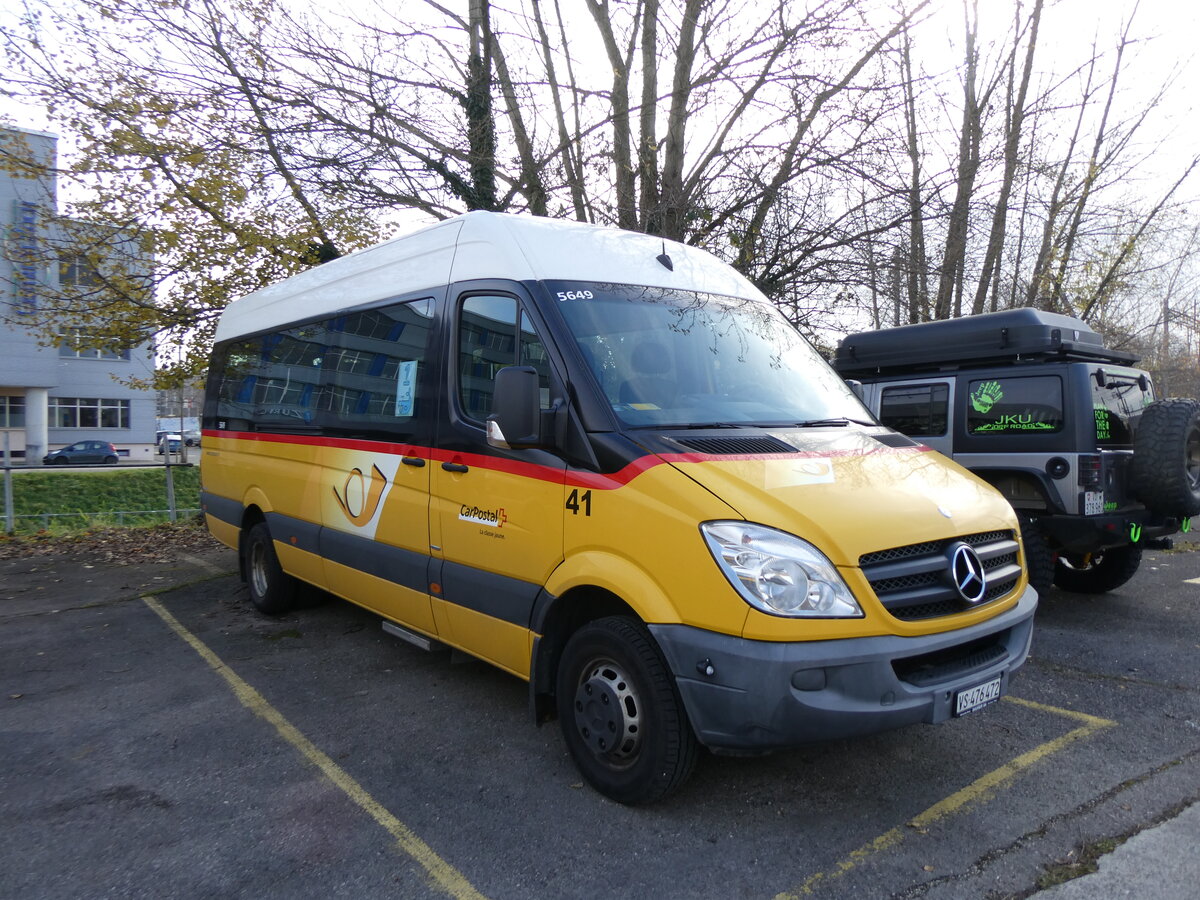 (269'491) - PostAuto Wallis - Nr. 41/VS 476'472/PID 5649 - Mercedes (ex TRD, Savi�se) am 30. November 2024 in Yverdon, Garage