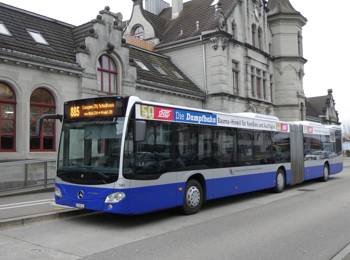 (269'827) - VZO Gr�ningen - Nr. 141/ZH 589'141 - Mercedes am 12. Dezember 2024 beim Bahnhof Rapperswil
