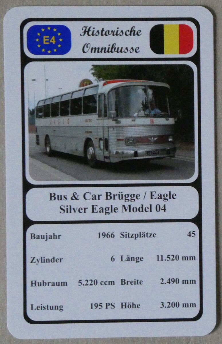(270'126) - Quartett-Spielkarte mit Bus & Car Br�gge / Eagle Silver Eagle Model 04 von 1966 am 22. Dezember 2024 in Thun