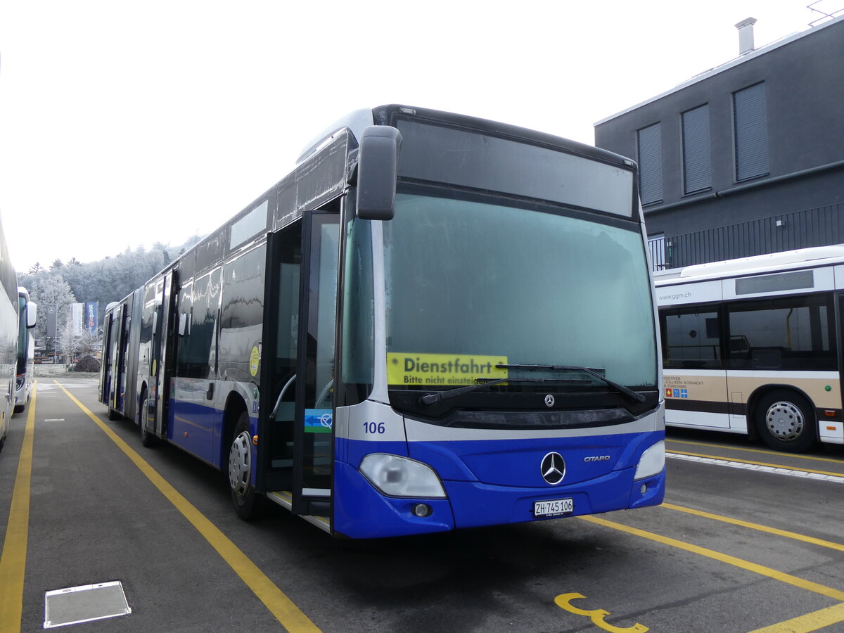 (270'589) - VZO Gr�ningen - Nr. 106/ZH 745'106 - Mercedes am 4. Januar 2025 in Winterthur, Daimler Buses