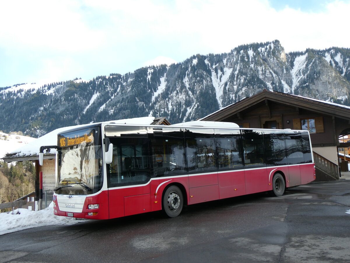 (270'754) - PostAuto Bern - BE 654'090/PID 12'339 - MAN (ex Dr. Richard, A-Wien Nr. 1419) am 7. Januar 2025 in Habkern, Z�undli