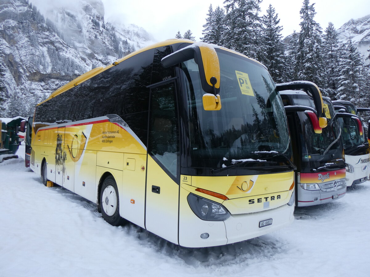 (271'074) - Tschannen, Zofingen - Nr. 23/AG 6683 - Setra (ex Slovak Lines, SK-Bratislava; ex Vorf�hrwagen EvoBus, Mannheim) am 11. Januar 2025 in Adelboden, Unter dem Birg