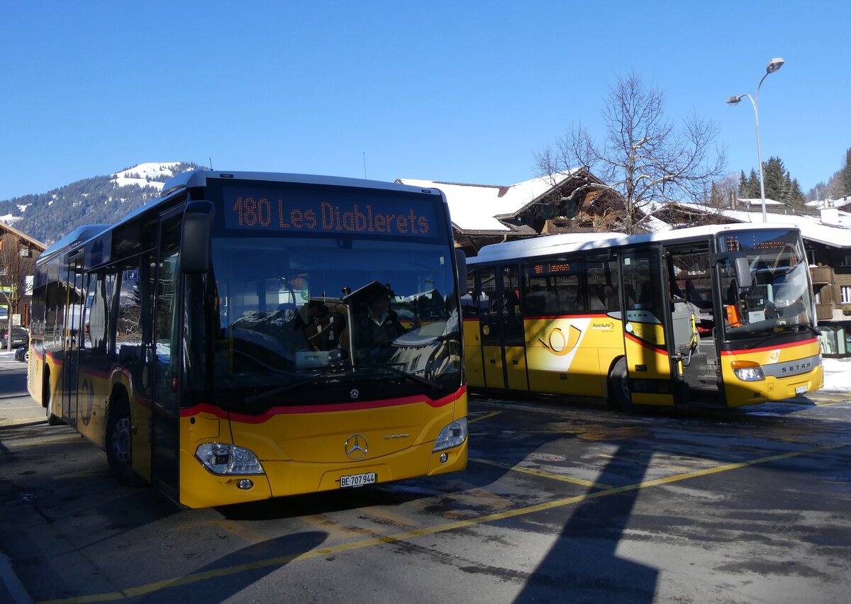 (271'126) - PostAuto Bern - BE 707'944/PID 12'071 - Mercedes (ex K�bli, Gstaad) am 13. Januar 2025 beim Bahnhof Gstaad
