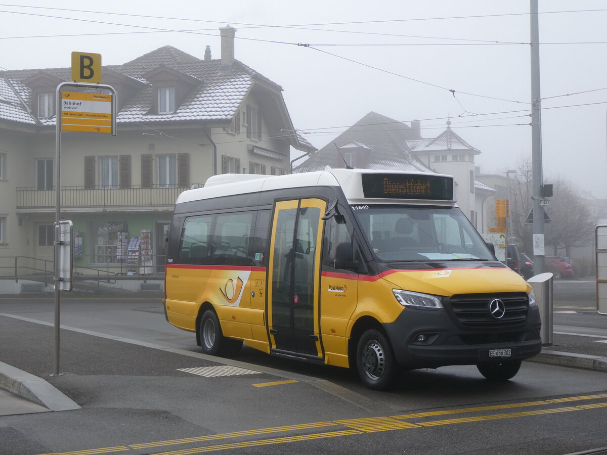 (271'378) - PostAuto Bern - BE 656'302/PID 11'649 - Mercedes (ex L�di, Uetendorf) am 21. Januar 2025 beim Bahnhof Worb Dorf