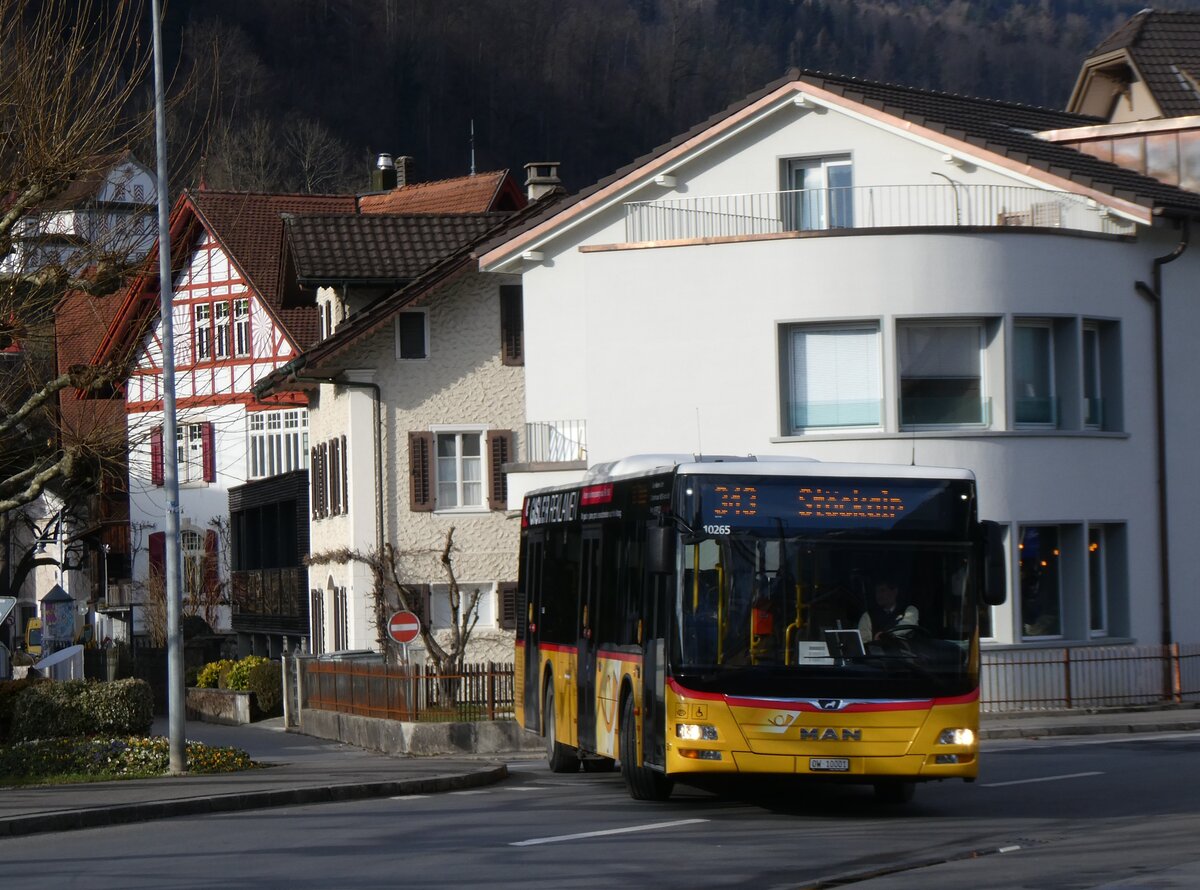 (271'446) - PostAuto Zentralschweiz - Nr. 501/OW 10'001/PID 10'265 - MAN (ex Nr. 9; ex Dillier, Sarnen Nr. 9) am 24. Januar 2025 beim Bahnhof Sarnen