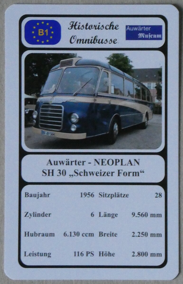 (271'467) - Quartett-Spielkarte mit Auw�rter - NEOPLAN SH 30  Schweizer Form  von 1956 am 26. Januar 2025 in Thun