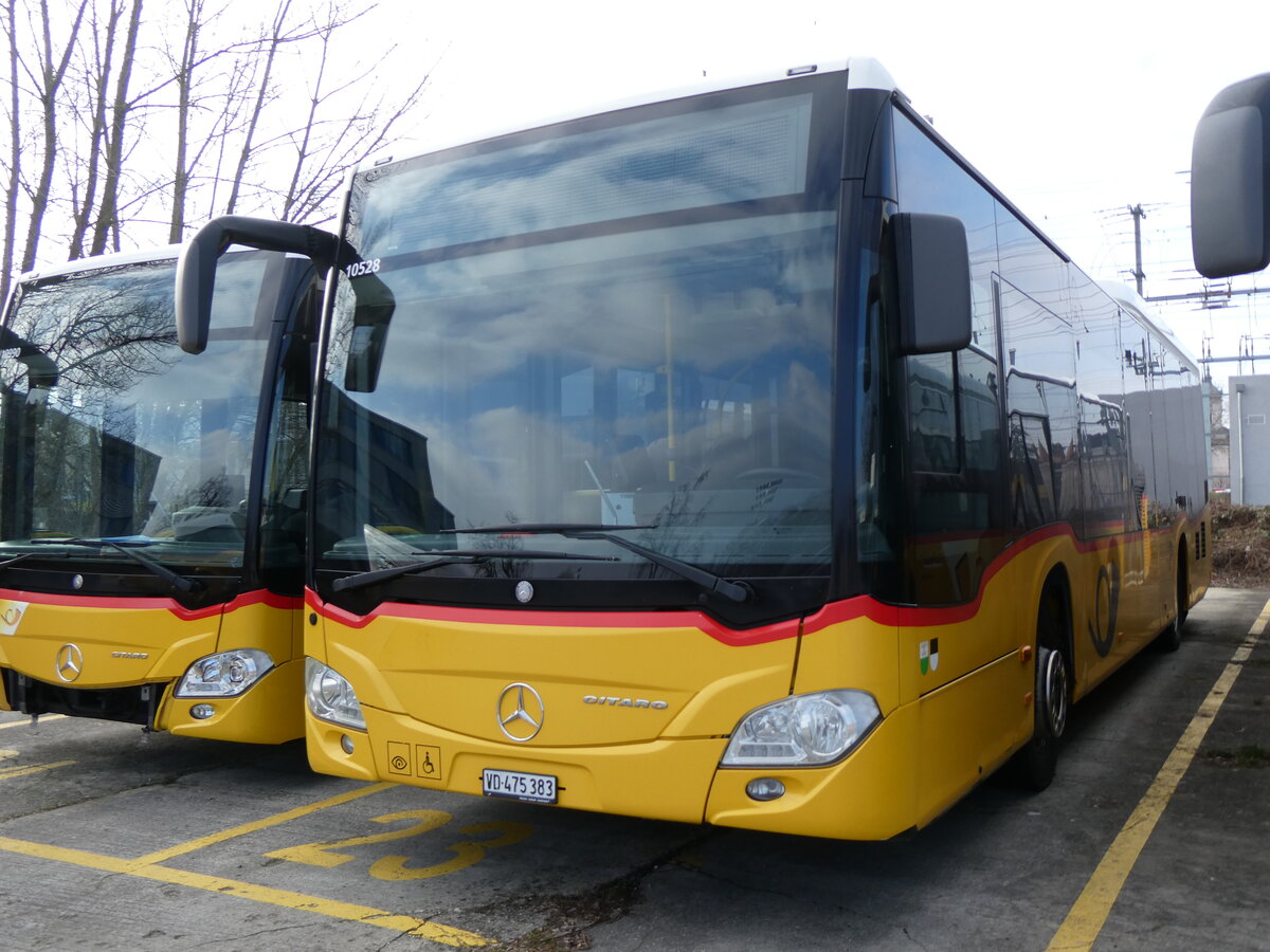(272'064) - CarPostal Ouest - VD 475'383/PID 10'528 - Mercedes (ex TPB, S�deilles) am 15. Februar 2025 in Yverdon, Garage