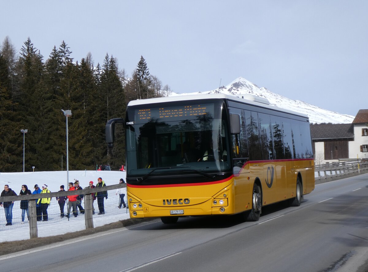 (272'319) - PostAuto Graub�nden - GR 179'720/PID 11'406 - Iveco am 22. Februar 2025 in Lantsch/Lenz, Biathlon-WM