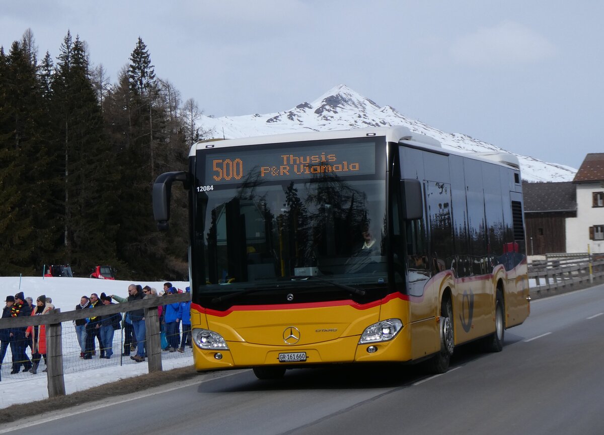 (272'365) - PostAuto Graub�nden - GR 161'660/PID 12'084 - Mercedes (ex Nr. 16) am 22. Februar 2025 in Lantsch/Lenz, Biathlon-WM