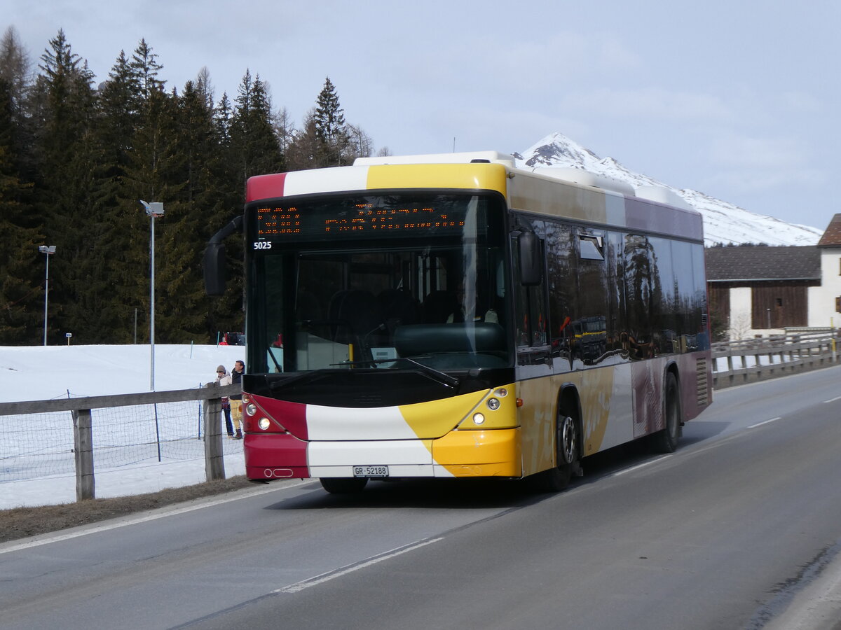 (272'401) - PostAuto Graub�nden - Nr. 14/GR 52'188/PID 5025 - Scania/Hess (ex Stuppan, Flims) am 22. Februar 2025 in Lantsch/Lenz, Biathlon-WM