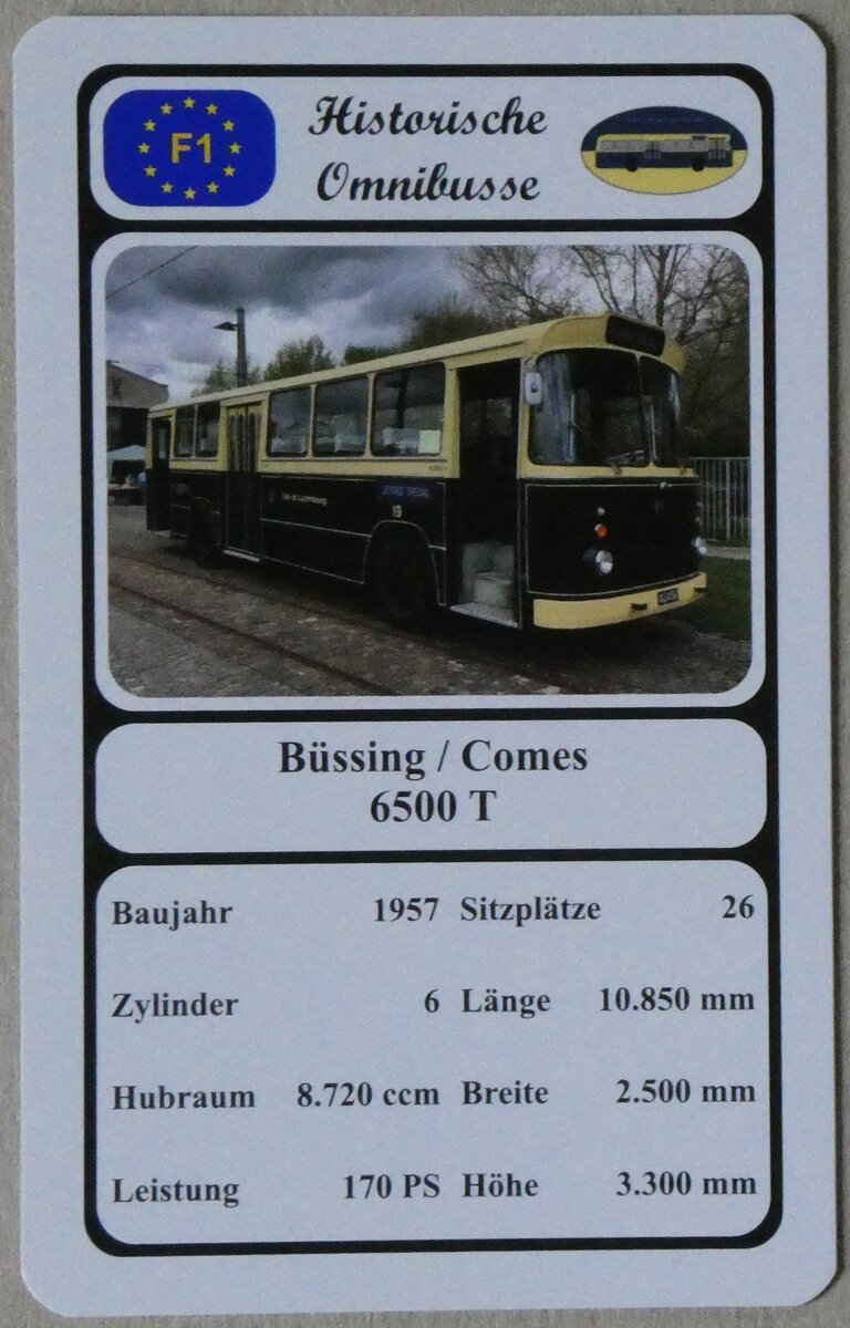 (272'449) - Quartett-Spielkarte mit B�ssing / Comes 6500 T von 1957 am 23. Februar 2025 in Thun