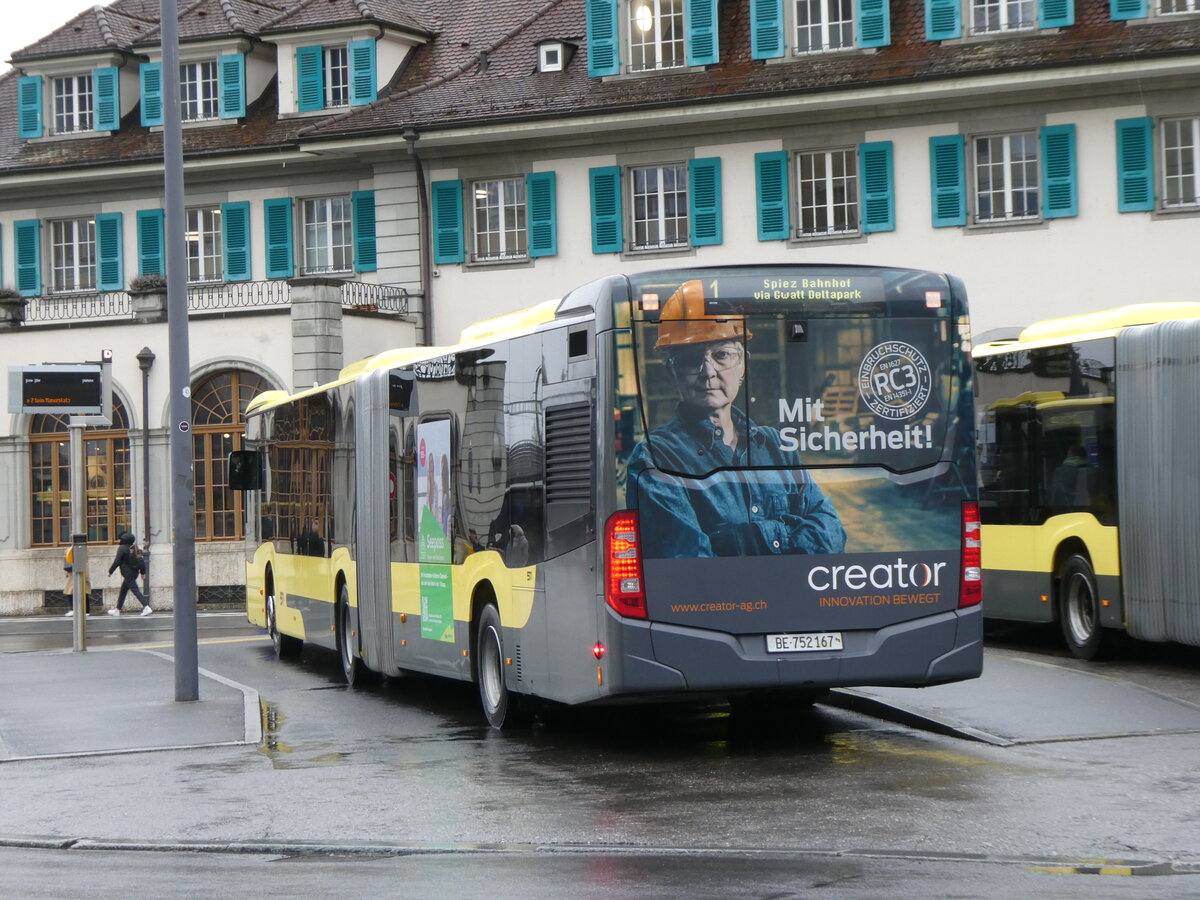 (272'461) - STI Thun - Nr. 167/BE 752'167 - Mercedes am 26. Februar 2025 beim Bahnhof Thun