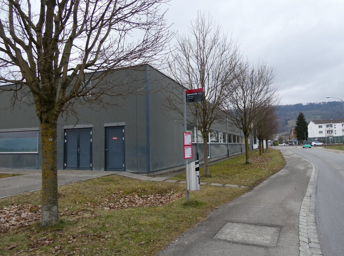 (272'510) - Bernmobil-Haltestelle am 1. M�rz 2025 in Belp, Aemmenmatt