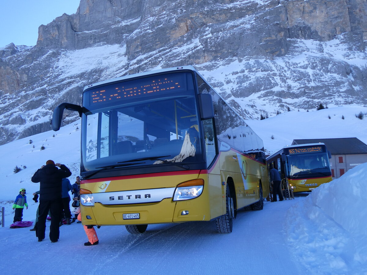 (272'572) - PostAuto Bern - BE 401'465/PID 4715 - Setra (ex AVG Meiringen Nr. 65) am 2. M�rz 2025 auf der Grossen Scheidegg