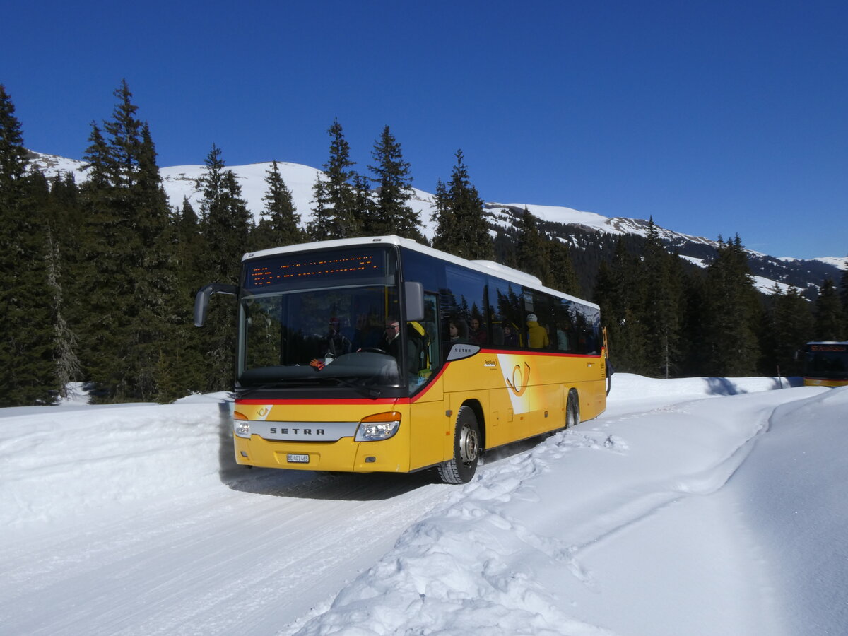 (272'580) - PostAuto Bern - BE 401'465/PID 4715 - Setra (ex AVG Meiringen Nr. 65) am 2. M�rz 2025 bei der Grossen Scheidegg