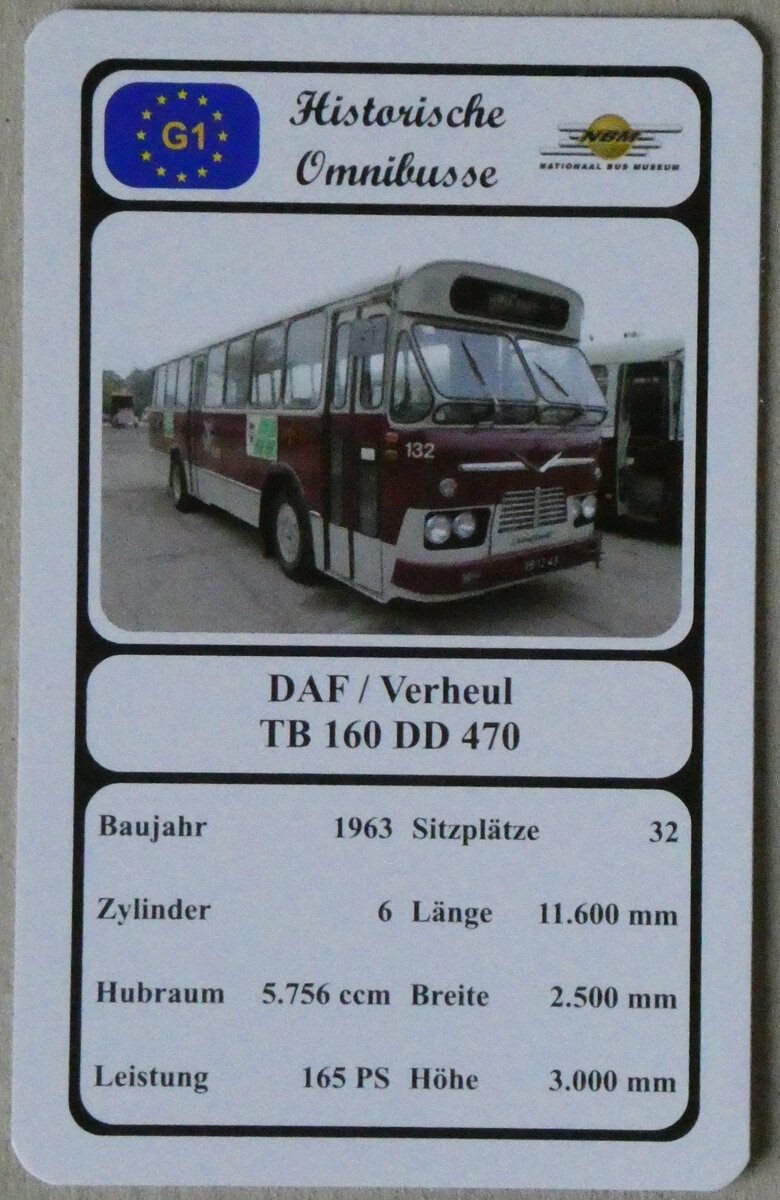 (272'619) - Quartett-Spielkarte mit DAF / Verheul TB 160 DD 470 von 1963 am 3. M�rz 2025 in Thun