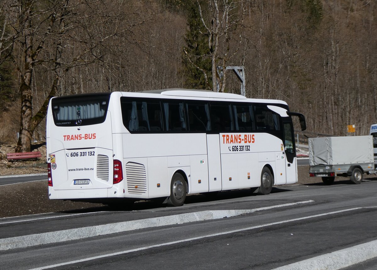 (272'687) - Aus Polen: Trans-Bus, Bydgoszcz - CB 733PA - Mercedes am 8. M�rz 2025 in Stechelberg, Schilthornbahn