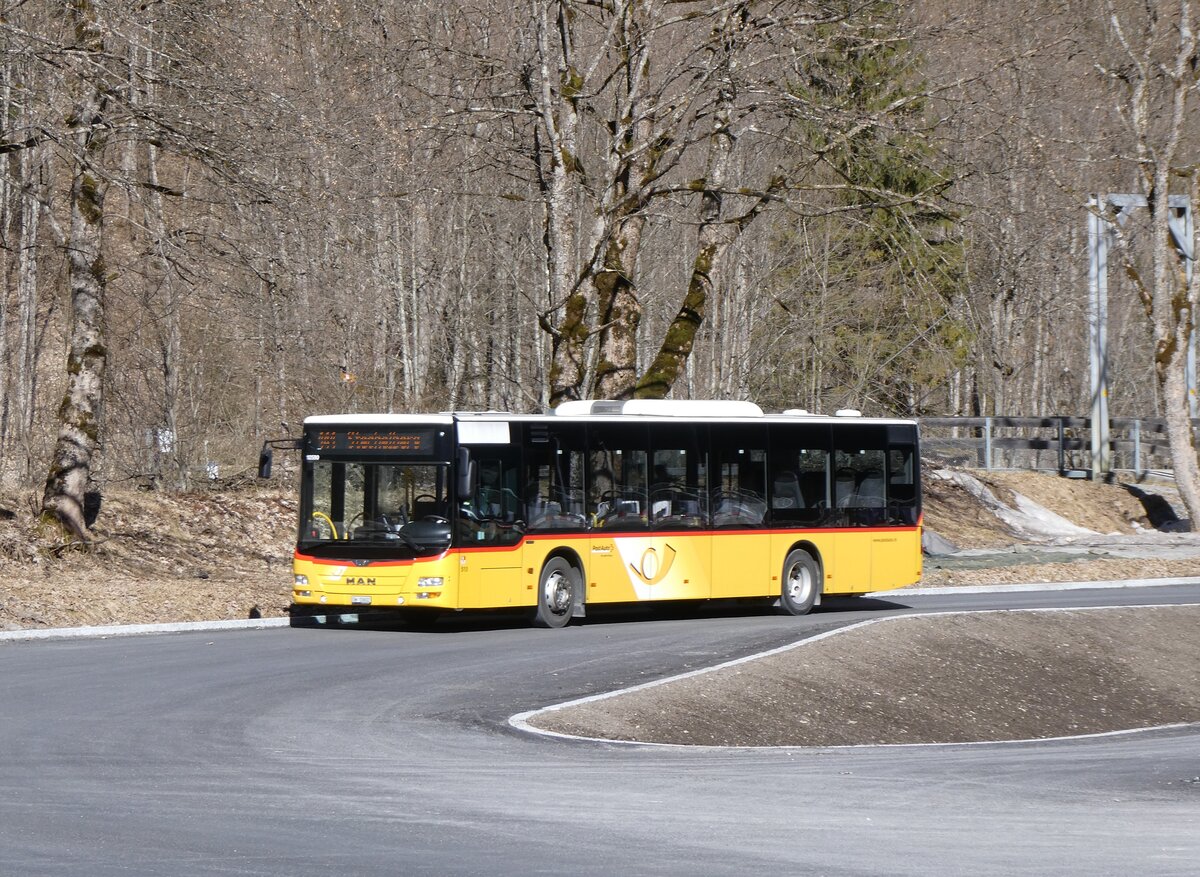 (272'696) - PostAuto Zentralschweiz - Nr. 513/OW 10'602/PID 10'590 - MAN (ex Nr. 2; ex Dillier, Sarnen Nr. 2) am 8. M�rz 2025 in Stechelberg, Schilthornbahn