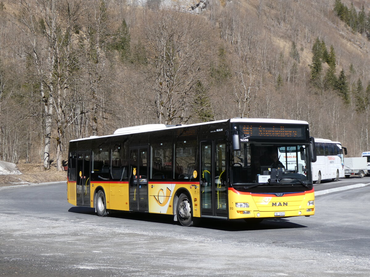 (272'697) - PostAuto Zentralschweiz - Nr. 513/OW 10'602/PID 10'590 - MAN (ex Nr. 2; ex Dillier, Sarnen Nr. 2) am 8. M�rz 2025 in Stechelberg, Schilthornbahn