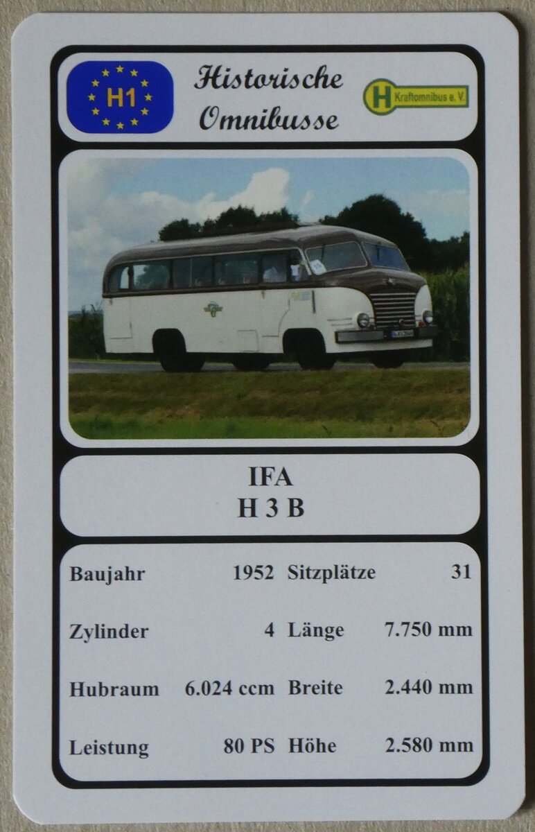 (272'698) - Quartett-Spielkarte mit IFA H 3 B von 1952 am 9. M�rz 2025 in Thun