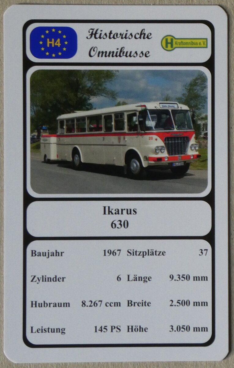 (272'701) - Quartett-Spielkarte mit Ikarus 630 von 1967 am 9. M�rz 2025 in Thun