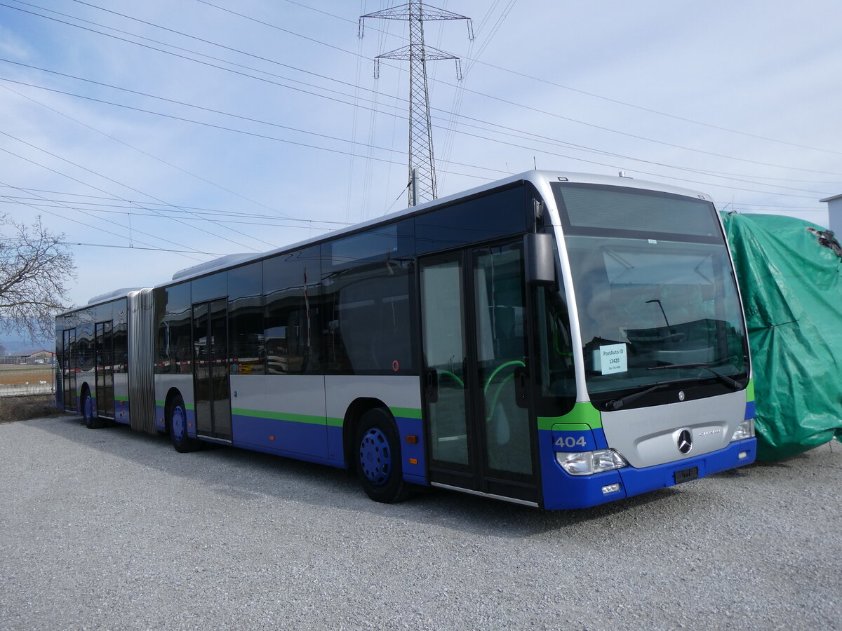 (272'736) - PostAuto Nordschweiz - PID 12'420 - Mercedes (ex TPL Lugano Nr. 404) am 9. M�rz 2025 in Kerzers, Murtenstrasse