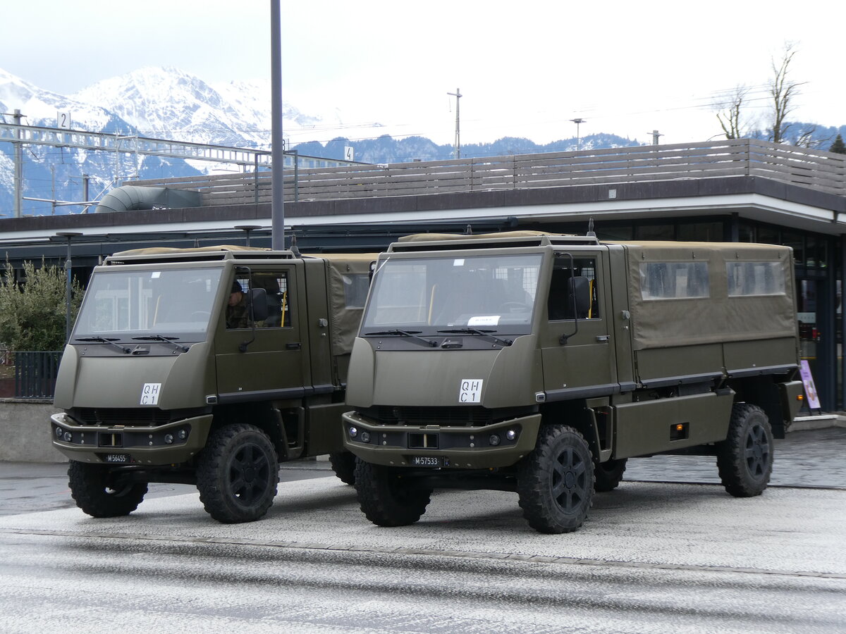 (272'751) - Schweizer Armee - M+57'533 - Bucher-Mowag am 10. M�rz 2025 beim Bahnhof Thun