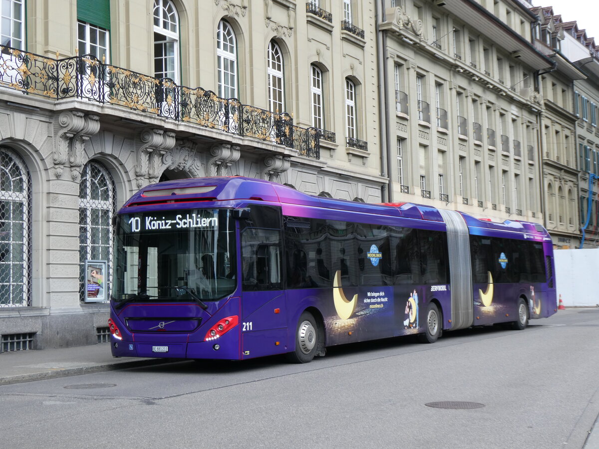 (272'845) - Bernmobil, Bern - Nr. 211/BE 881'211 - Volvo am 13. M�rz 2025 in Bern, Bundesplatz