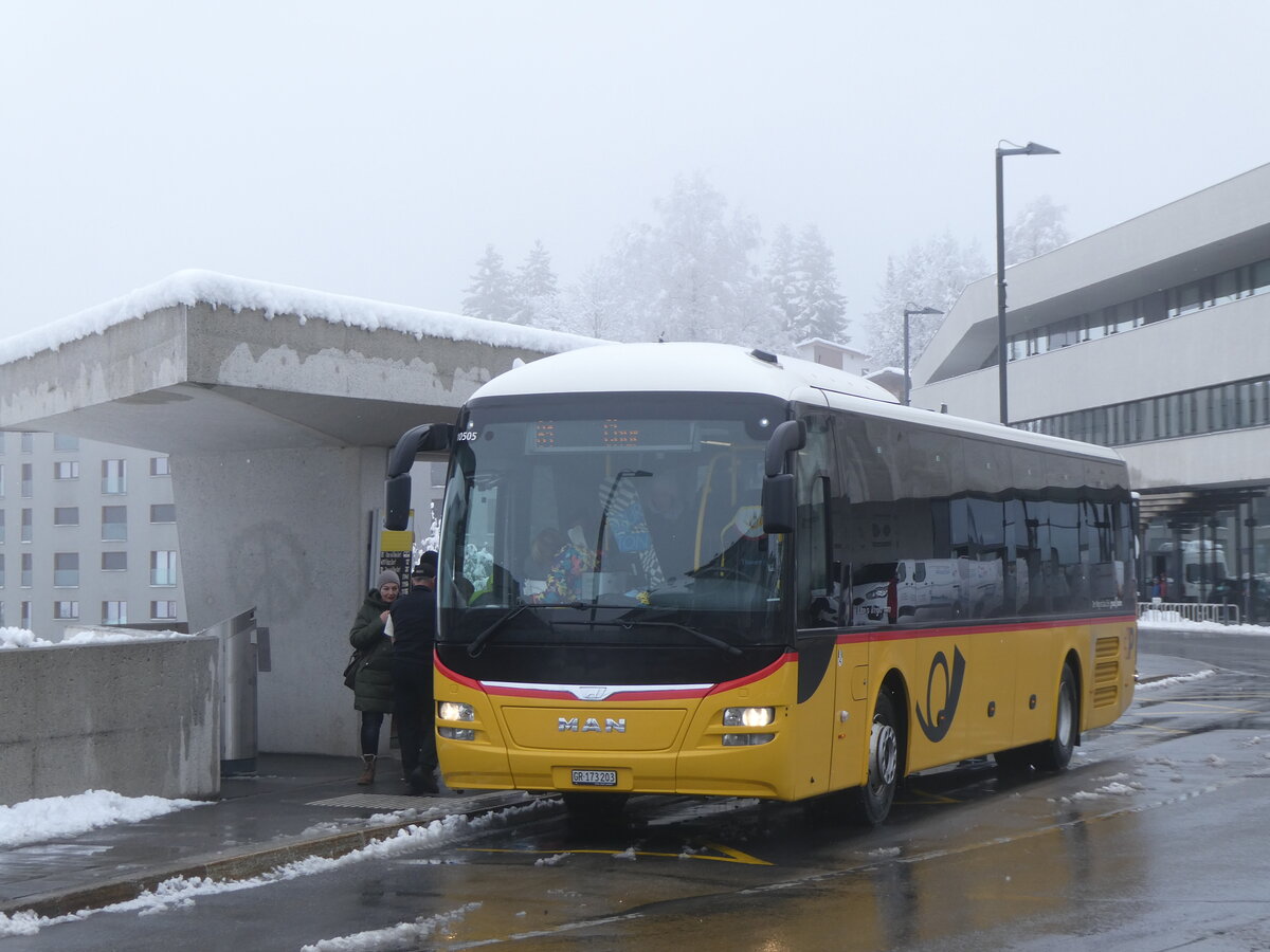 (272'885) - PostAuto Graub�nden - GR 173'203/PID 10'505 - MAN am 14. M�rz 2025 in Flims, Bergbahnen