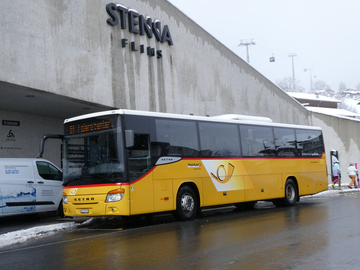 (272'896) - PostAuto Graub�nden - BE 179'705/PID 11'305 - Setra am 14. M�rz 2025 in Flims, Bergbahnen