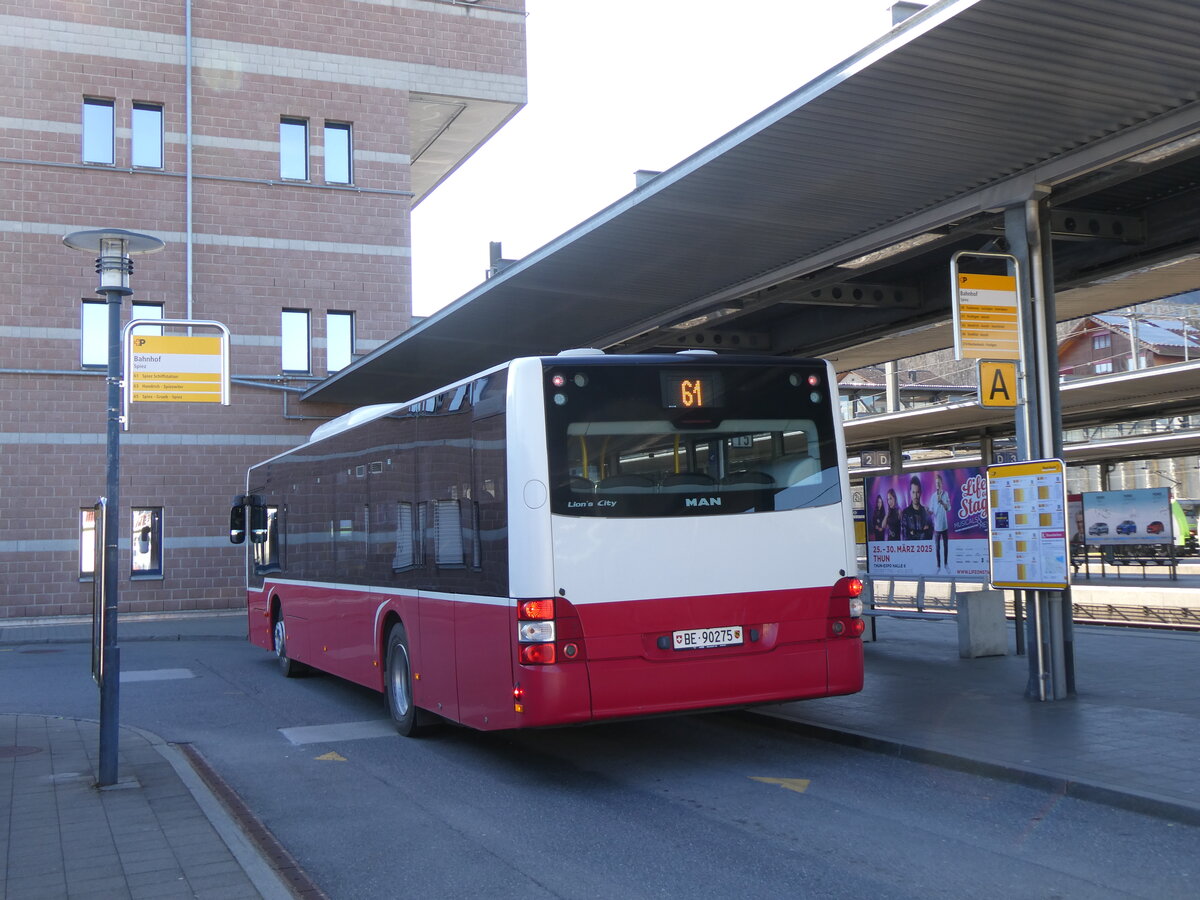 (273'078) - PostAuto Bern - BE 90'275/PID 12'337 - MAN (ex Dr. Richard, A-Wien Nr. 1413) am 20. M�rz 2025 beim Bahnhof Spiez