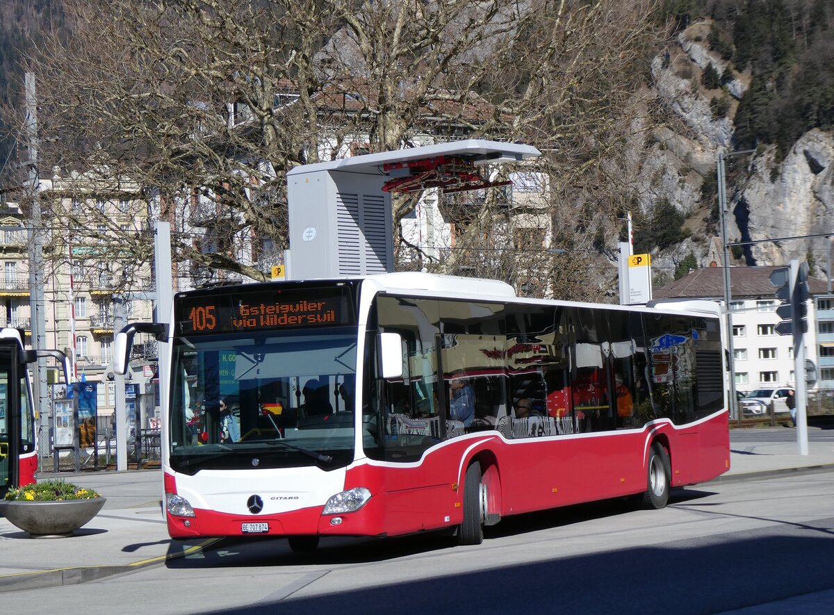(273'086) - PostAuto Bern - BE 707'874/PID 12'319 - Mercedes (ex Wiener Linien, A-Wien Nr. 8163) am 20. M�rz 2025 beim Bahnhof Interlaken West