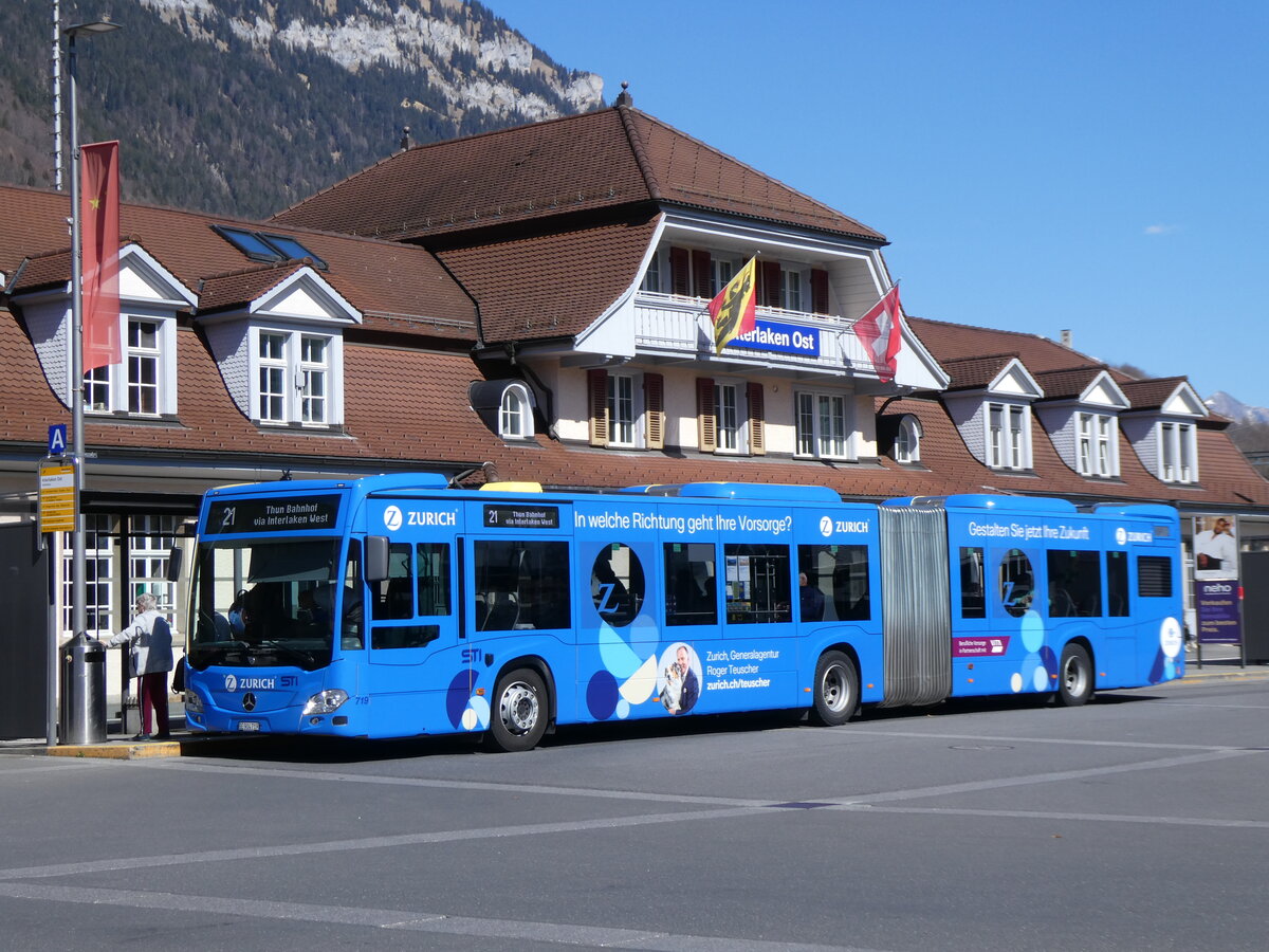 (273'109) - STI Thun - Nr. 719/BE 904'719 - Mercedes am 20. M�rz 2025 beim Bahnhof Interlaken Ost