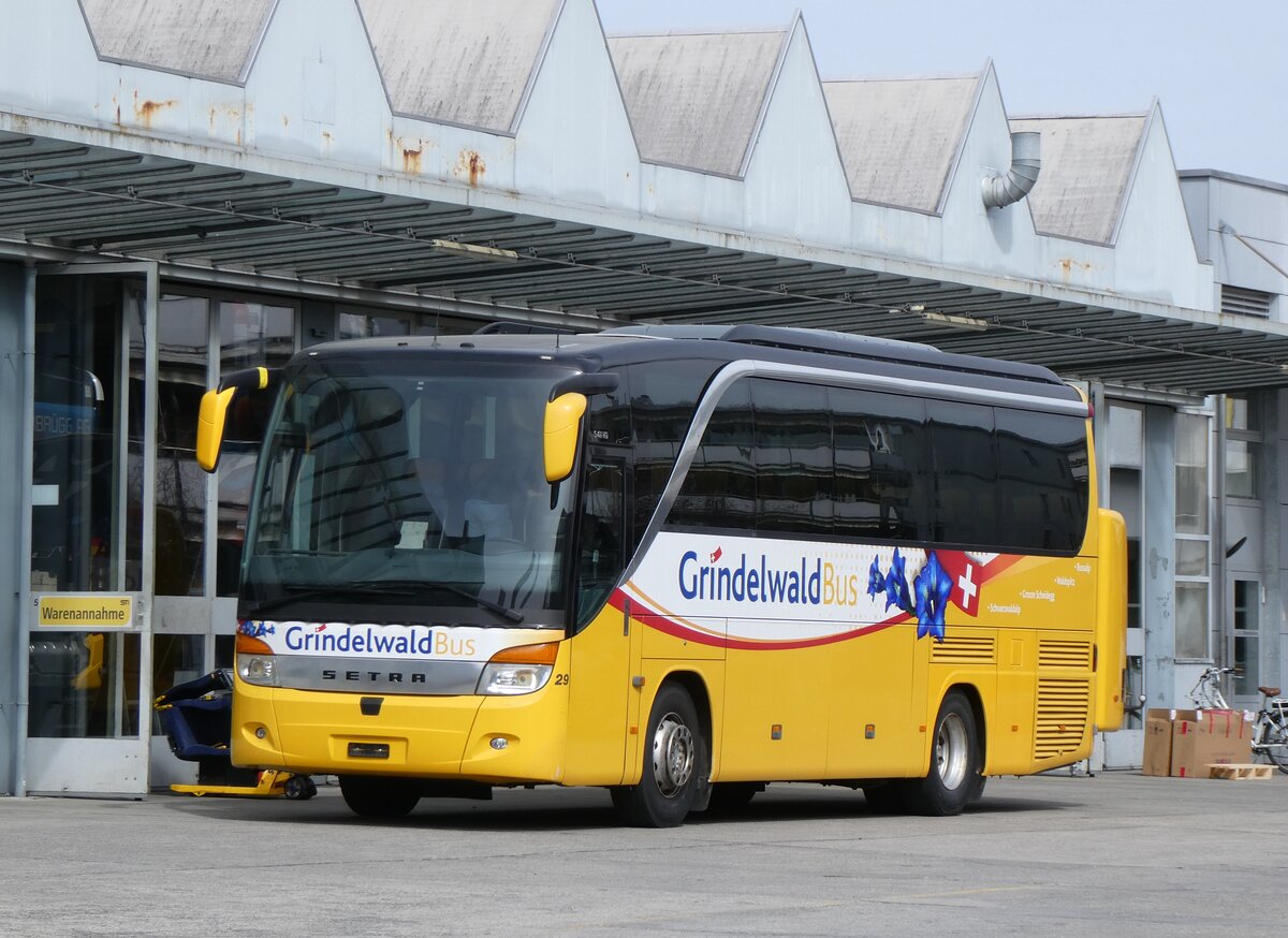 (273'117) - GrindelwaldBus, Grindelwald - Nr. 29 - Setra am 21. M�rz 2025 in Thun, Garage STI
