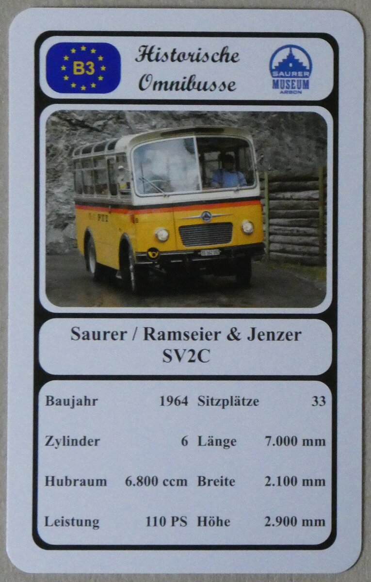 (273'139) - Quartett-Spielkarte mit Saurer / Ramseier & Jenzer SV2C von 1964 am 23. M�rz 2025 in Thun