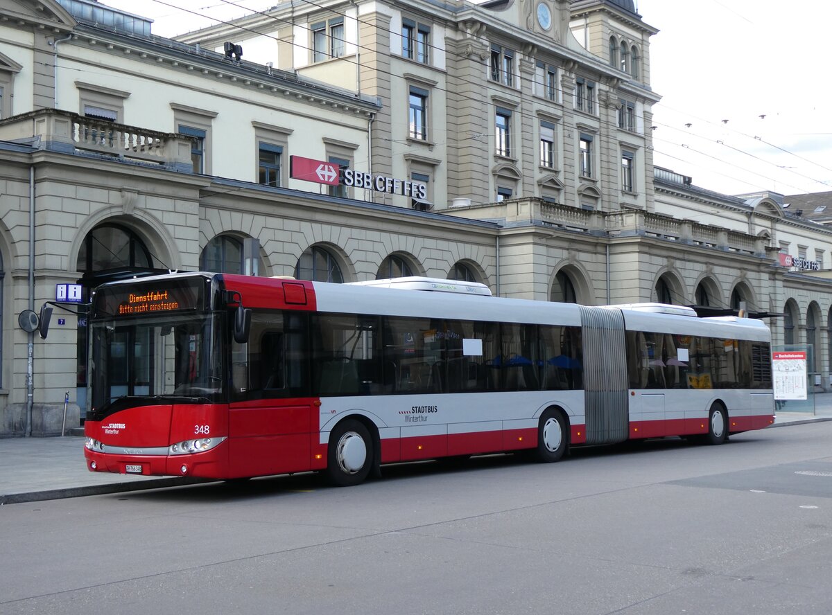 (273'178) - SW Winterthur - Nr. 348/ZH 766'348 - Solaris am 24. M�rz 2025 beim Hauptbahnhof Winterthur