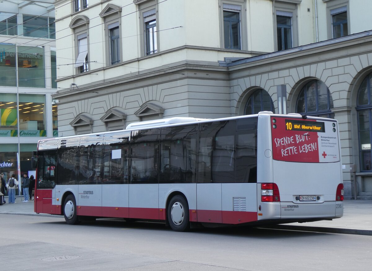 (273'179) - SW Winterthur - Nr. 236/ZH 602'236 - MAN am 24. M�rz 2025 beim Hauptbahnhof Winterthur
