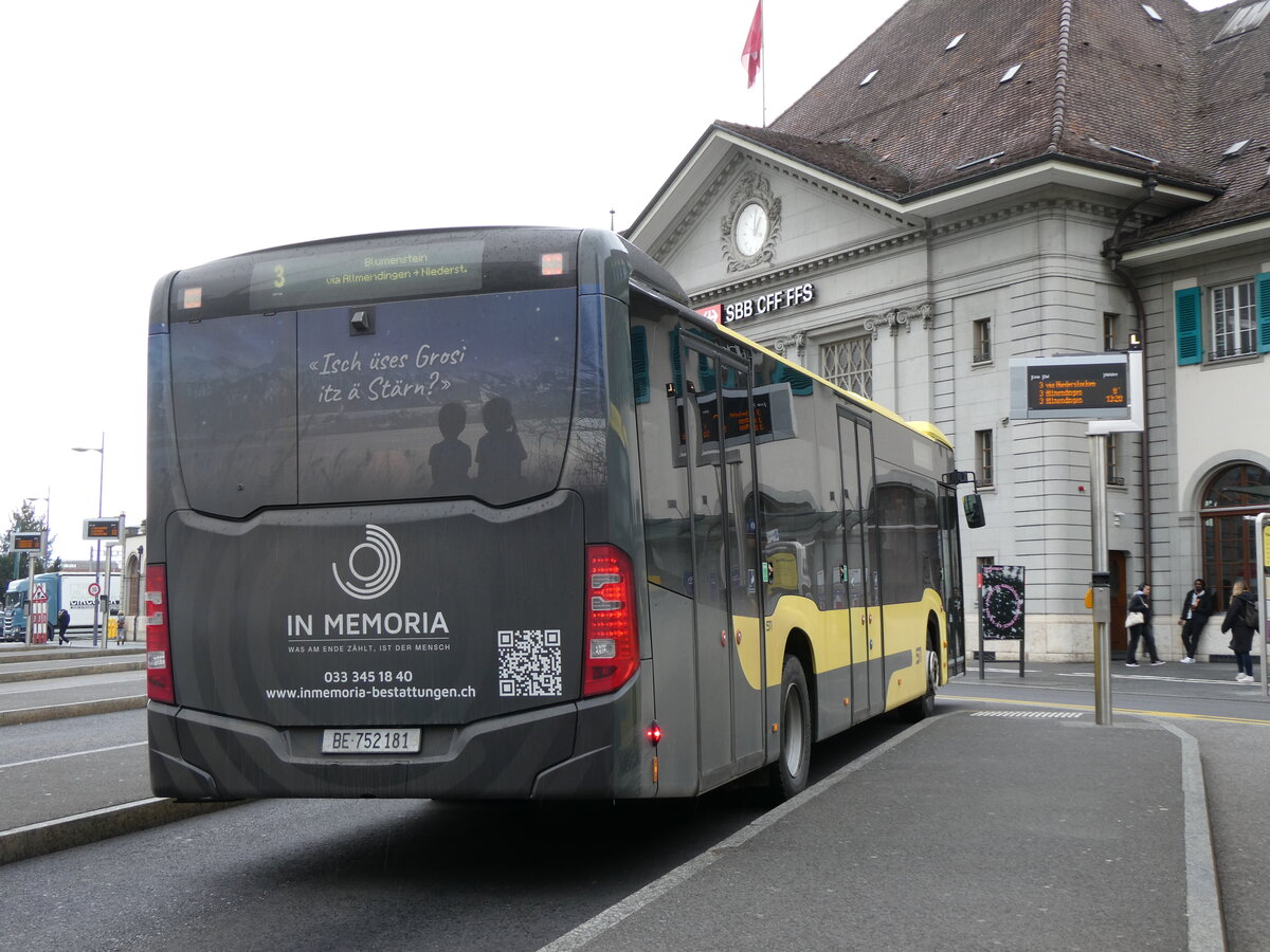 (273'181) - STI Thun - Nr. 181/BE 752'181 - Mercedes am 25. M�rz 2025 beim Bahnhof Thun